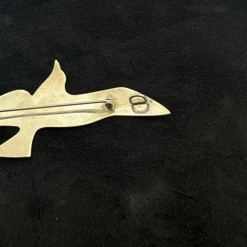 Vintage International Sterling Silver Seagull Bird Brooch Hidden Bale Pendant